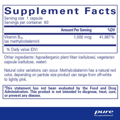 Pure Encapsulations - B12 (Methylcobalamin) 5000 - OurKidsASD.com - #Free Shipping!#