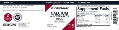 Kirkman Labs - Calcium With Vitamin D3 Powder (Unflavored) Hypoallergenic - OurKidsASD.com - #Free Shipping!#