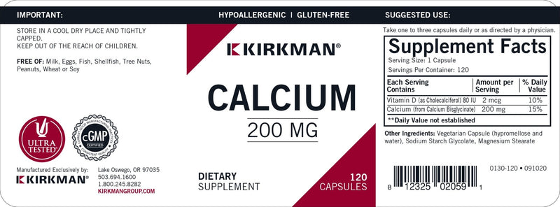 Kirkman Labs - Calcium With Vitamin D Hypoallergenic (Bio-Max Series) - OurKidsASD.com - 