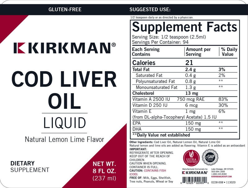 Kirkman Labs - Cod Liver Oil Flavored - Lemon Lime - OurKidsASD.com - 