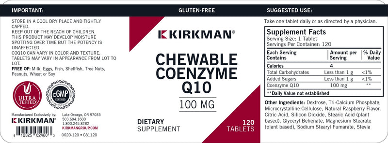 Kirkman Labs - Coenzyme Q10 100 Mg Chewable Tablets With Stevia - OurKidsASD.com - 