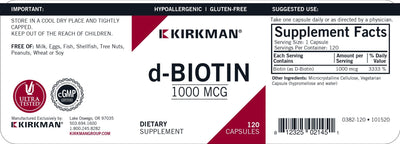 Kirkman Labs - D-Biotin 1000 Mcg Hypoallergenic - OurKidsASD.com - #Free Shipping!#