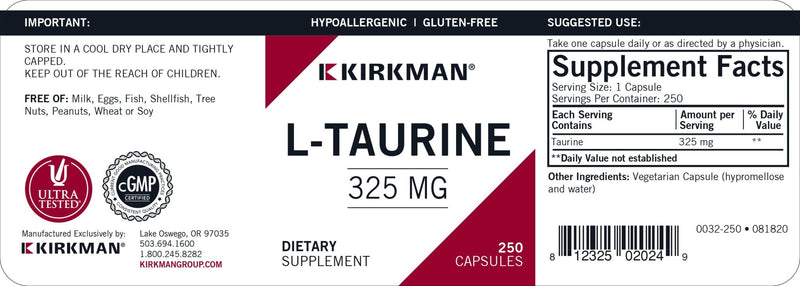 Kirkman Labs - L-Taurine 325 mg - OurKidsASD.com - 