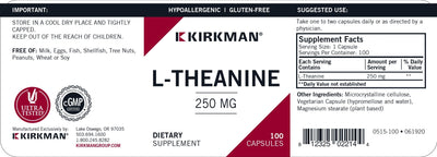 Kirkman Labs - L-Theanine (250mg) Hypoallergenic - OurKidsASD.com - #Free Shipping!#