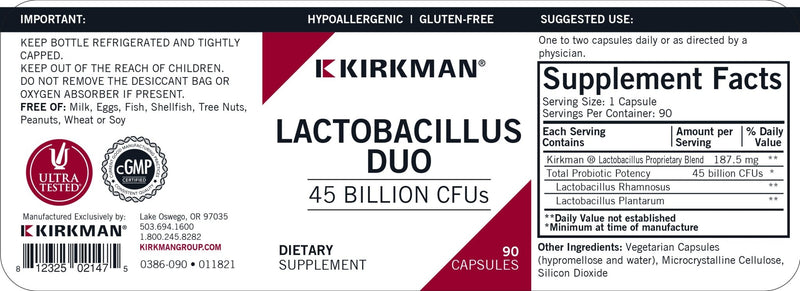 Kirkman Labs - Lactobacillus Duo - OurKidsASD.com - 