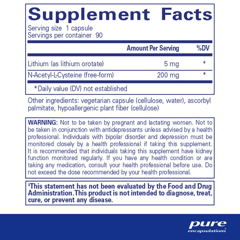 Pure Encapsulations - Lithium (Orotate) 5 Mg. - OurKidsASD.com - 