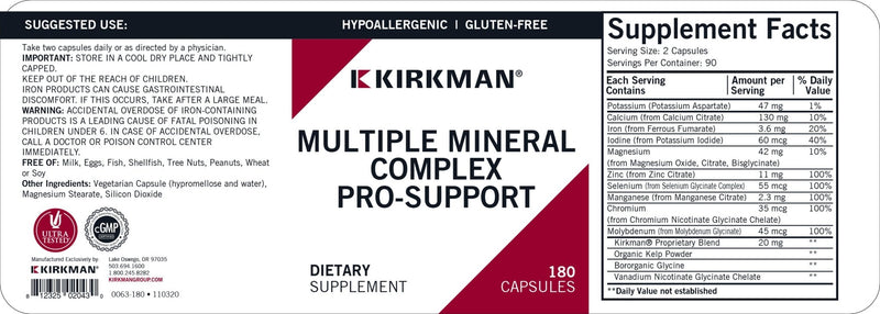 Kirkman Labs - Multiple Mineral Complex Pro-Support Hypoallergenic - OurKidsASD.com - 