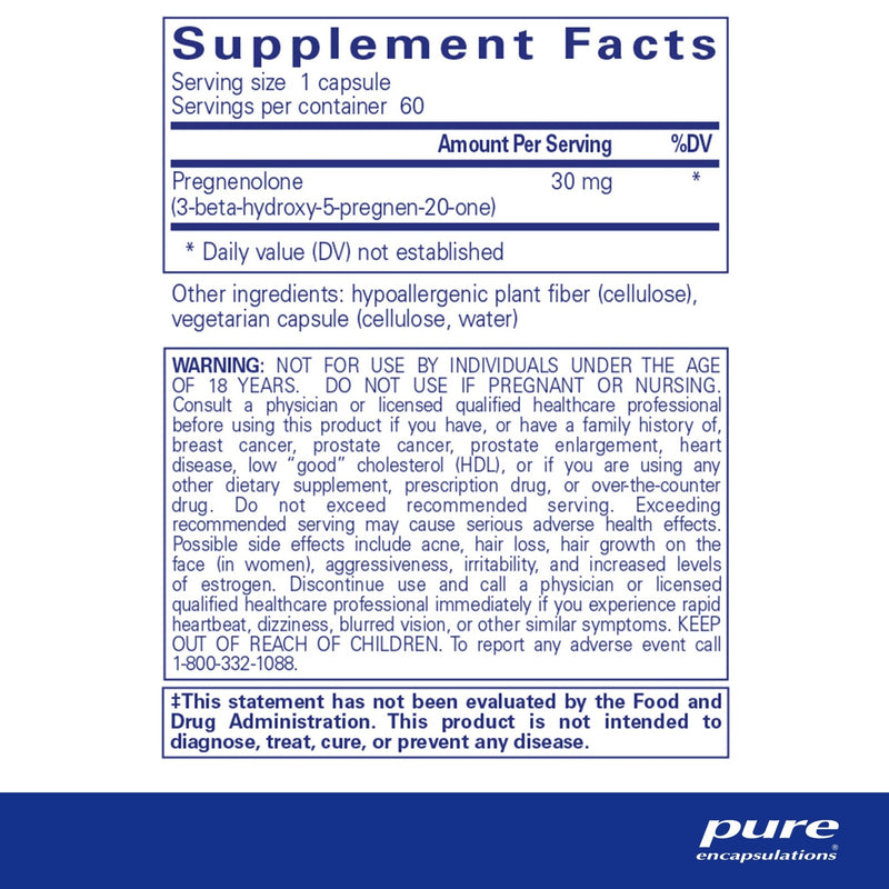 Pure Encapsulations - Pregnenolone 30mg - OurKidsASD.com - 
