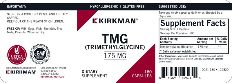 Kirkman Labs - TMG (Trimethylglycine) 175 mg - OurKidsASD.com - 