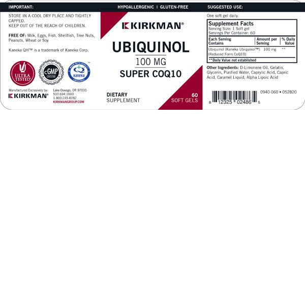 Kirkman Labs - Ubiquinol 100 mg Super CoQ10 - OurKidsASD.com - 