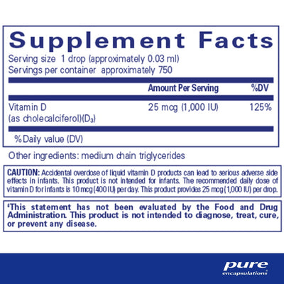 Pure Encapsulations - Vitamin D3 Liquid - OurKidsASD.com - #Free Shipping!#