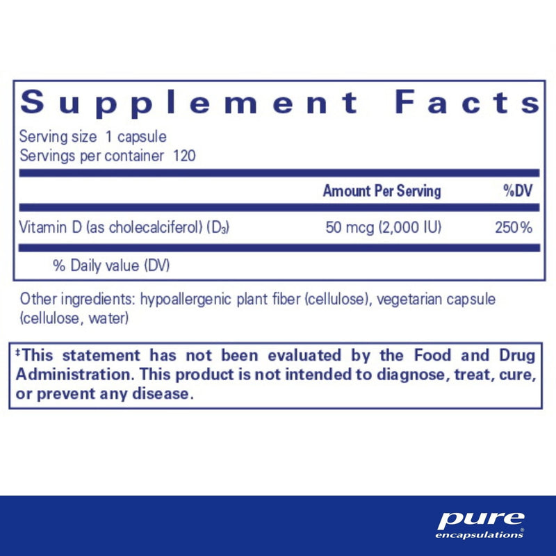 Pure Encapsulations - Vitamin D3 VEGAN - OurKidsASD.com - 
