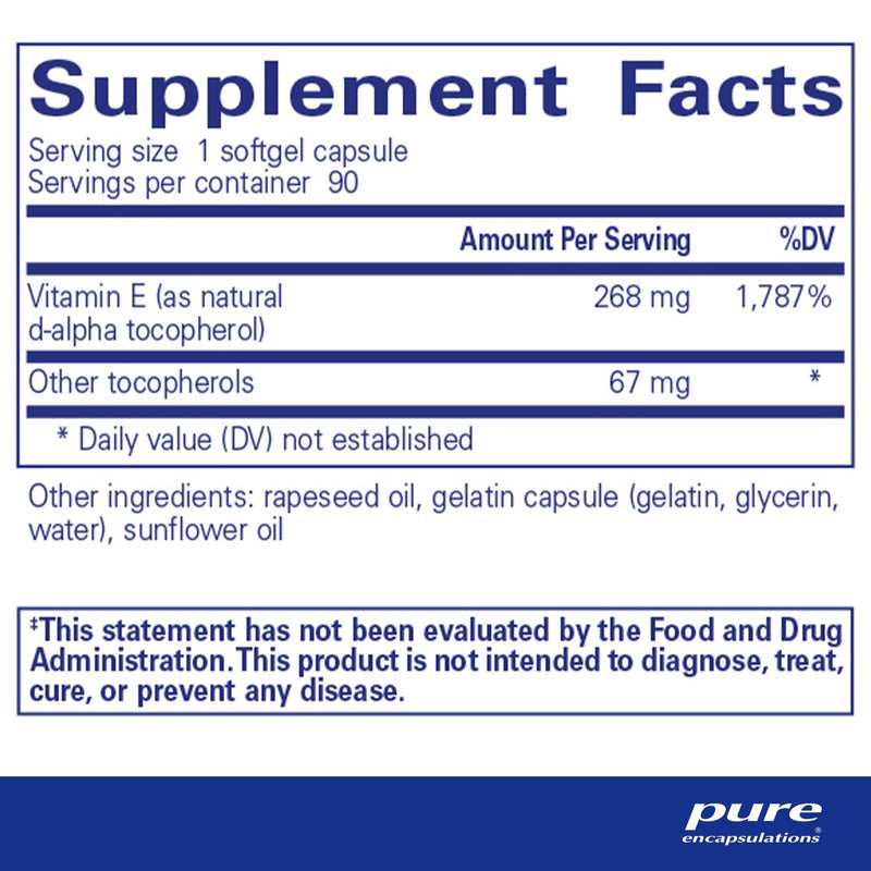 Pure Encapsulations - Vitamin E (With Mixed Tocopherols) - OurKidsASD.com - 