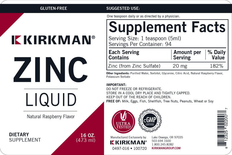 Kirkman Labs - Zinc Liquid - OurKidsASD.com - 