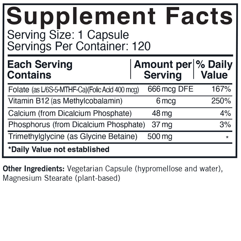 TMG 500 mg w/5-MTHF & B12
