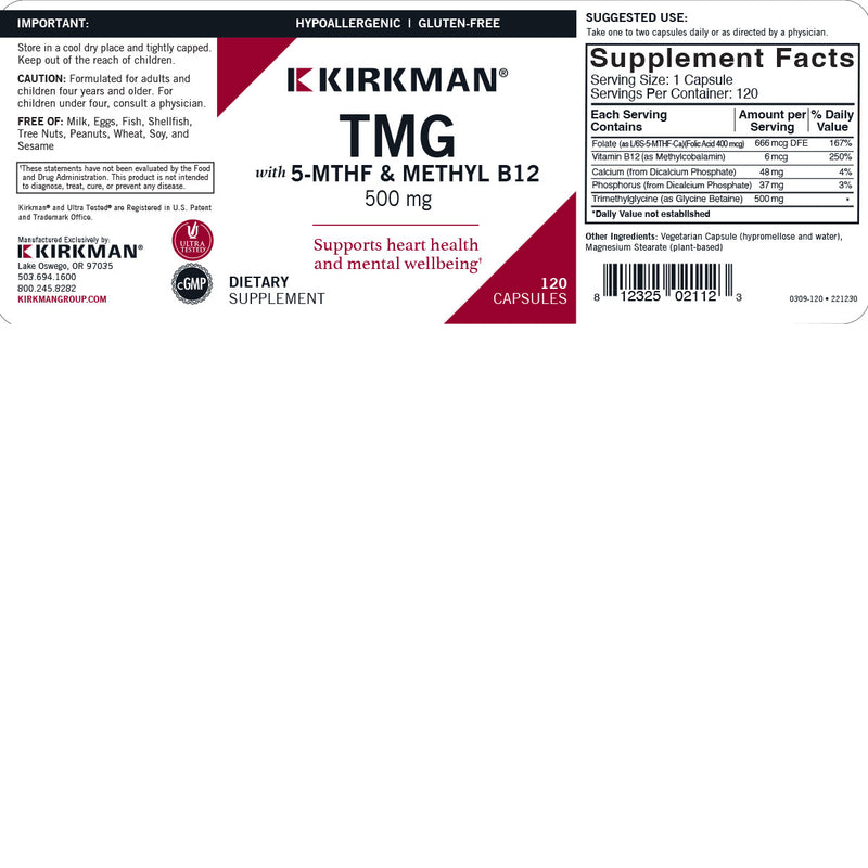 TMG 500 mg w/5-MTHF & B12