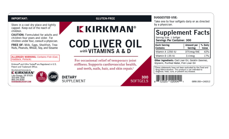 Kirkman - Cod Liver Oil - OurKidsASD.com - 