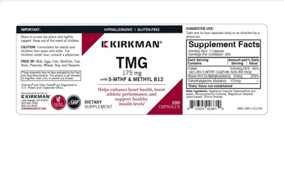 Kirkman - TMG 175mg with 5 - MTHF & Methyl B12 - OurKidsASD.com - #Free Shipping!#