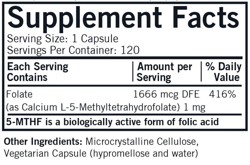 Kirkman Labs - 5-MTHF ([6S]-5-Methyltetrahydrofolate) 1 Mg - Hypoallergenic - OurKidsASD.com - 