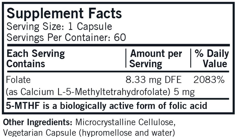 Kirkman Labs - 5-MTHF ([6S]-5-Methyltetrahydrofolate) 5 Mg - Hypoallergenic - OurKidsASD.com - 