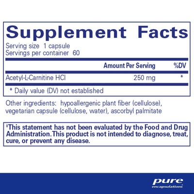 Pure Encapsulations - Acetyl-L-Carnitine 250 Mg - OurKidsASD.com - #Free Shipping!#