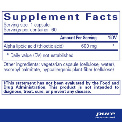 Pure Encapsulations - Alpha Lipoic Acid 600 Mg. - OurKidsASD.com - #Free Shipping!#