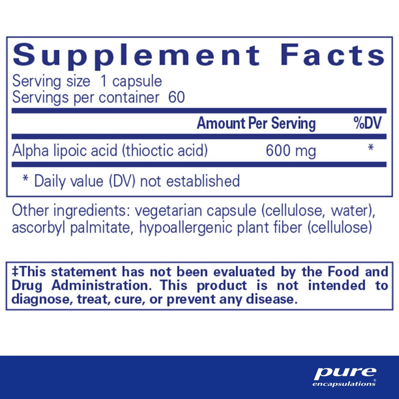 Pure Encapsulations - Alpha Lipoic Acid 600 Mg. - OurKidsASD.com - 