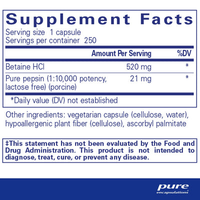 Pure Encapsulations - Betaine HCl Pepsin - OurKidsASD.com - #Free Shipping!#