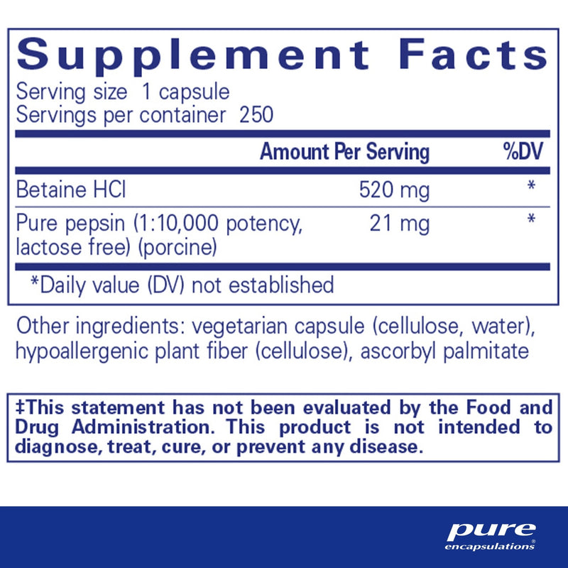 Pure Encapsulations - Betaine HCl Pepsin - OurKidsASD.com - 