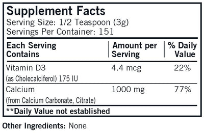 Kirkman Labs - Calcium with Vitamin D3 Powder - Unflavored - OurKidsASD.com - #Free Shipping!#