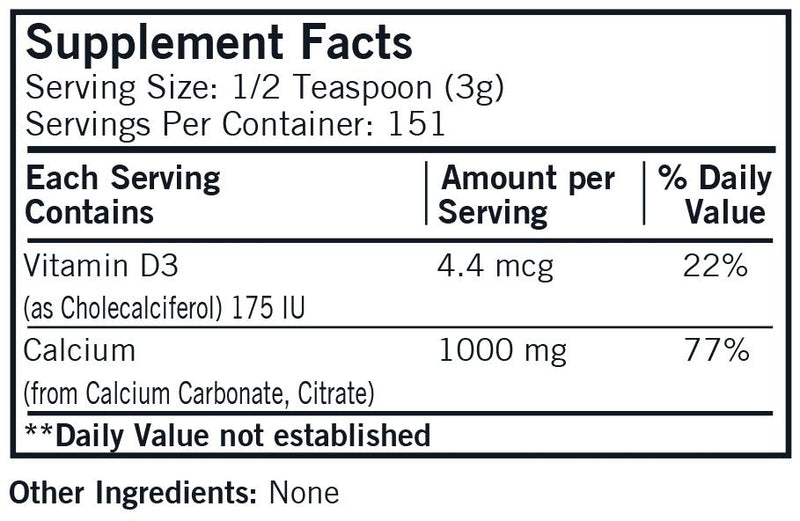 Kirkman Labs - Calcium with Vitamin D3 Powder - Unflavored - OurKidsASD.com - 