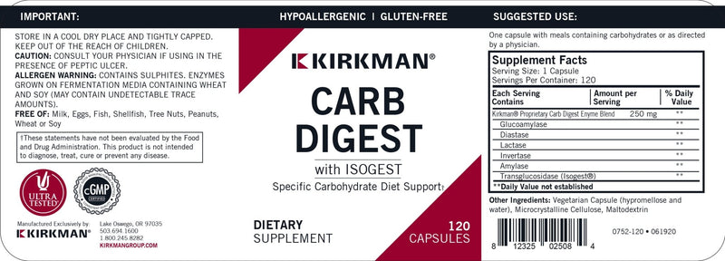 Kirkman Labs - Carb Digest (With Isogest) - OurKidsASD.com - 