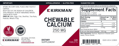 Kirkman Labs - Chewable Calcium 250 Mg. With Vitamin D - OurKidsASD.com - #Free Shipping!#