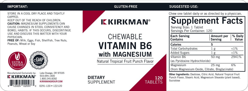 Kirkman Labs - Chewable Vitamin B6 with Magnesium - OurKidsASD.com - 