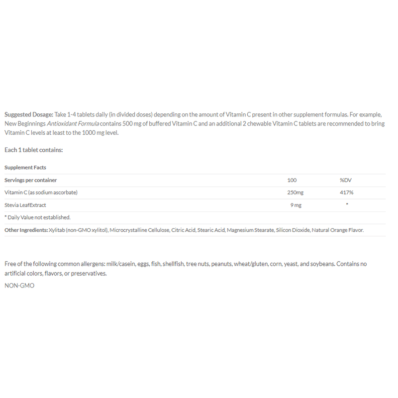 New Beginnings - Chewable Vitamin C - Revised Formula - OurKidsASD.com - 