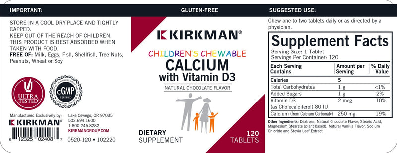 Kirkman Labs - Children’s Chewable Calcium Chocolate Wafers - OurKidsASD.com - 
