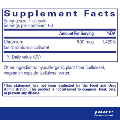 Pure Encapsulations - Chromium (Picolinate) 500 Mcg - OurKidsASD.com - #Free Shipping!#