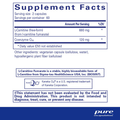 Pure Encapsulations - CoQ10 L-Carnitine Fumarate - OurKidsASD.com - #Free Shipping!#