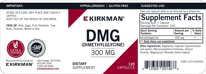 Kirkman Labs - DMG (Dimethylglycine) Maximum Strength 300 Mg Hypoallergenic - OurKidsASD.com - 