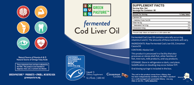 Green Pasture - Fermented Cod Liver Oil Liquid (cinnamon) - OurKidsASD.com - #Free Shipping!#