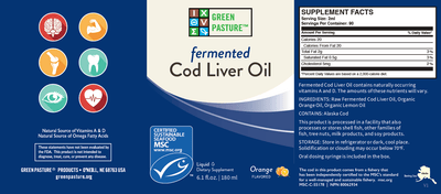 Green Pasture - Fermented Cod Liver Oil Liquid (orange) - OurKidsASD.com - #Free Shipping!#