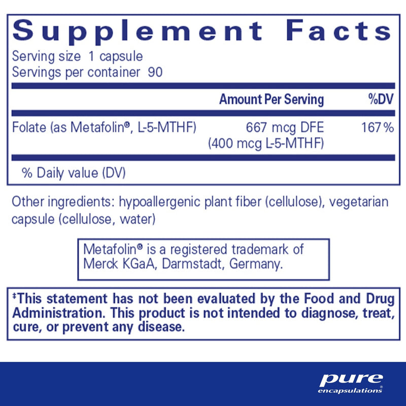 Pure Encapsulations - Folate 400 (5MTHF) - OurKidsASD.com - 