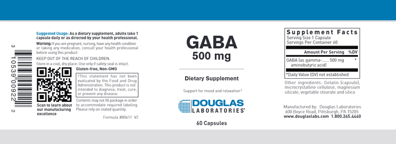 Douglas Laboratories - GABA (500 Mg) - OurKidsASD.com - 