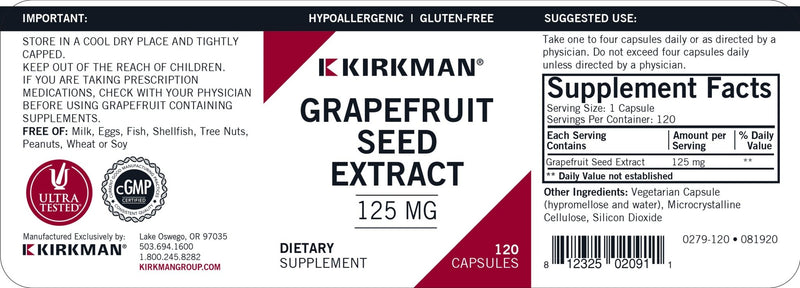 Kirkman Labs - Grapefruit Seed Extract 125 Mg. Hypoallergenic - OurKidsASD.com - 
