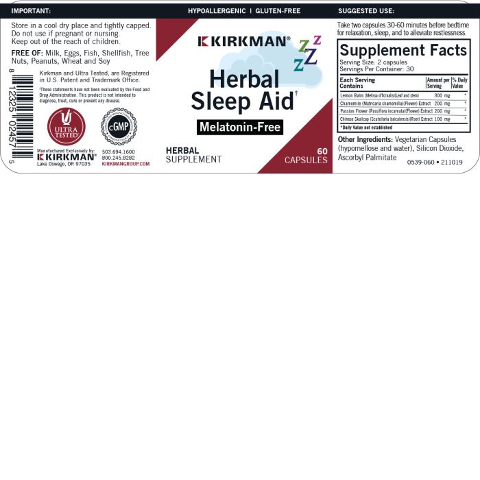 Kirkman - Herbal Sleep Aid, Melatonin-Free - OurKidsASD.com - 
