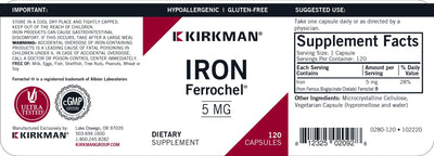 Kirkman Labs - Iron 5 Mg. Hypoallergenic (Bio-Max Series) - OurKidsASD.com - #Free Shipping!#