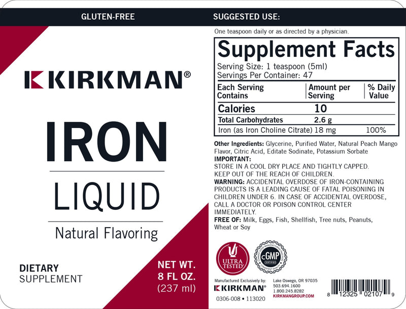 Kirkman Labs - Iron Liquid (18 Mg.) - OurKidsASD.com - 