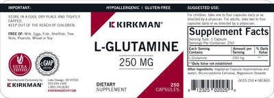 Kirkman Labs - L-Glutamine Hypoallergenic - OurKidsASD.com - #Free Shipping!#