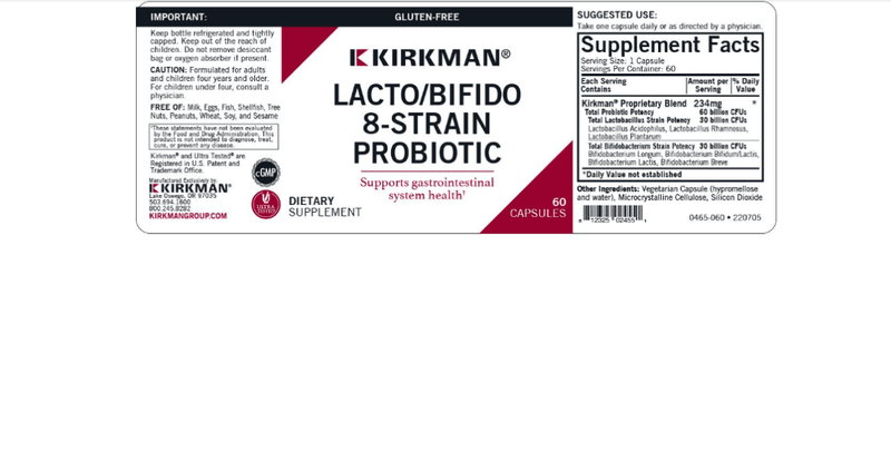 Kirkman - Lacto/Bifido 8-Strain Probiotic - OurKidsASD.com - 