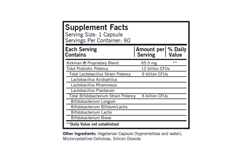 Kirkman - Lacto/Bifido 8-Strain Probiotic - Low Dose 12 Billion CFUs per Capsule - OurKidsASD.com - 